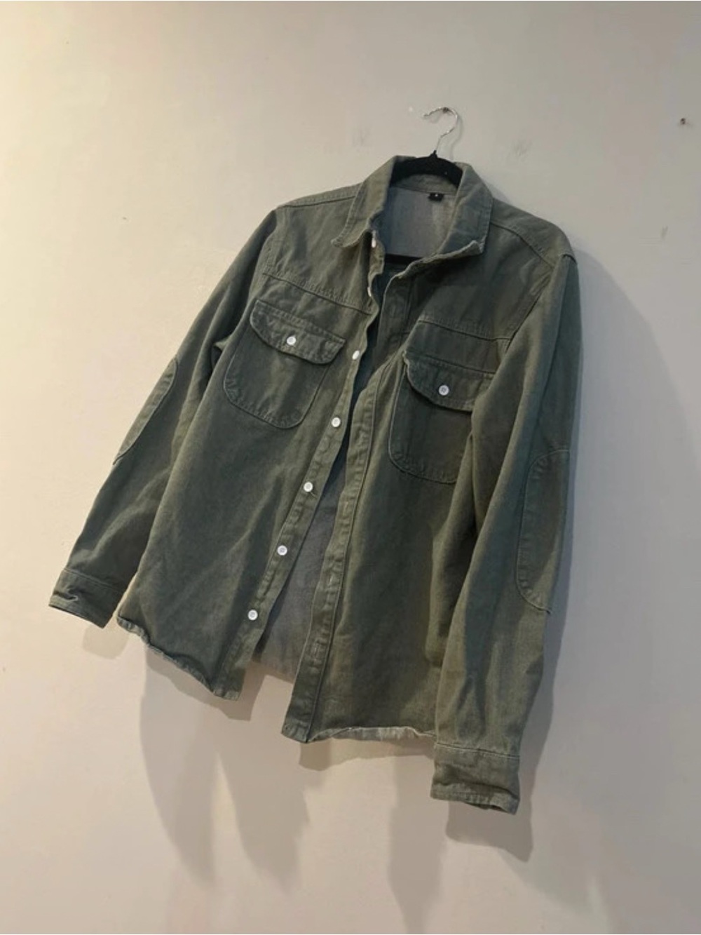 Men's Olive Military-Style Utility Jacket